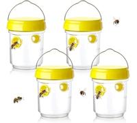 Lot de 4 pièges à frelon d'extérieur pour bouteille en plastique intérieur, pièges à frelons asiatiques sélectifs, pièges et frelons extérieurs, pièges à moustiques, mouches, mouches (jaune)
