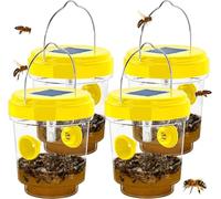 Lot de 4 pièges à guêpes d'extérieur à suspendre à l'énergie solaire, pièges à abeilles pour l'extérieur, piège à frelon, piège à guêpes d'abeilles pour jardin, terrasse, cour, verger