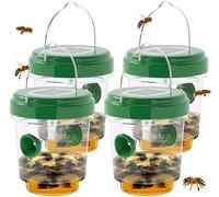 Lot de 4 pièges à guêpes d'extérieur à suspendre à l'énergie solaire, pièges à abeilles pour l'extérieur, piège à frelon, piège à guêpes d'abeilles pour jardin, terrasse, cour, verger