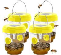 Lot de 4 pièges à guêpes pour la chasse aux guêpes, abeilles, frelons, insectes, gilets jaunes, piège à guêpes, attrape-guêpes, réutilisables à suspendre à l'énergie solaire pour l'extérieur