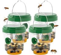 Lot de 4 pièges à guêpes pour la chasse aux guêpes, abeilles, frelons, insectes, gilets jaunes, piège à guêpes, attrape-guêpes, réutilisables à suspendre à l'énergie solaire pour l'extérieur