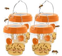 Lot de 4 pièges à guêpes pour la chasse aux guêpes, abeilles, frelons, insectes, gilets jaunes, piège à guêpes, attrape-guêpes, réutilisables à suspendre à l'énergie solaire pour l'extérieur