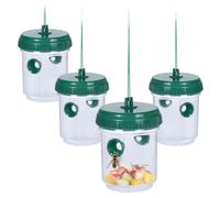 Lot de 4 pièges à guêpes vivants à suspendre ou à poser - 13 x 9 cm - En plastique - Sans produits chimiques - Attrape-mouches, guêpes - Piège à insectes pour appât naturel