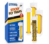 Lot de 4 pièges à mouches adhésifs pour intérieur et extérieur, bandes attrape-mouches pour moucherons, insectes volants de maison, ruban adhésif super collant à suspendre pour intérieur et extérieur