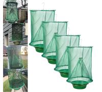 Lot de 4 pièges à mouches d'extérieur réutilisables à suspendre pour cheval - Sac anti-mouches de ferme - Cage anti-mouches avec plateau d'appât