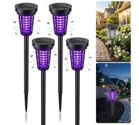 Lot de 4 pièges à moustiques solaires d'extérieur - Étanches - Utilisés pour repousser les moucherons et les petits insectes volants - Zapper solaire pour l'extérieur - Pour jardin et cour - Noir