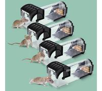 Lot de 4 pièges à souris sans cruauté pour l'intérieur et l'extérieur, piège à souris amélioré pour attraper vivant, action rapide, efficace, réutilisable et sans contact, facile à utiliser, livré