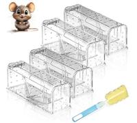 Lot de 4 pièges à souris vivants pour souris, respectueux des animaux avec 66 trous d'air, pièges à souris avec mécanisme de déclenchement très sensible, réutilisables, faciles à installer