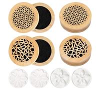 Lot de 4 pierres parfumées pour huiles essentielles, diffuseur d'huiles essentielles avec pierre parfumée, pierre parfumée pour huiles essentielles en forme de fleur, pour voiture, chambre, salon et