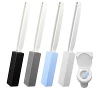 Lot de 4 pierres ponces pour nettoyage de cuvette de toilette avec poignée - Pour salle de bain, cuisine, piscine, éviers et gril - Bleu, blanc, noir et gris