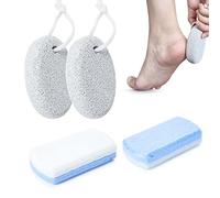 Lot de 4 pierres ponces pour pieds, comprend 2 pierres ponces naturelles, 2 pierres en verre de pédicure double face, pour exfoliation des pieds et des mains pour enlever les peaux mortes