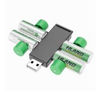 Lot de 4 piles AA rechargeables - 1900 mWh - 1500 cycles - 1,5 V NI-MH - Piles AA rechargeables simultanément via USB - Avec chargeur 4 en 1 (1,5 V AA)