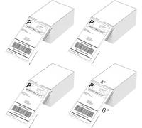 Lot de 4 piles de 2000 étiquettes thermiques directes Fanfold Étiquettes blanches (101 x 152 mm) Autocollants carrés sans BPA & BPS pour imprimante thermique directe