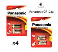 Lot de 4 piles Panasonic CR123A 3V au lithium 123 CR123 DL123 CR17345, pour appareil photo et caméra