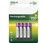 Lot de 4 Piles Rechargeables Philips AAA R03B4A95/10, 1,2 V. Idéales pour Vos appareils, assurant Une Performance optimale et Durable pour Une Utilisation Quotidienne.