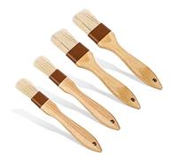 Lot de 4 Pinceau de Cuisine, Pinceaux en Poils de Sanglier Brosses à Barbecue pour Sauce BBQ Brosse à Badigeonner Pinceau de Cuisine pour Sauce à Marinade à Tartiner à l'Huile (Petite + Moyenne)