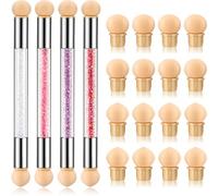 Lot de 4 pinceaux à ongles en éponge avec pinceau à double tête pour nail art (blanc, rose, violet, rouge)