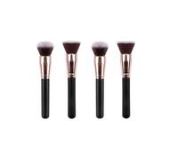Lot de 4 pinceaux autobronzants Kabuki et applicateurs à dessus plat pour bronzage sans soleil, pinceaux de maquillage visage et corps pour un mélange sans traces (noir)