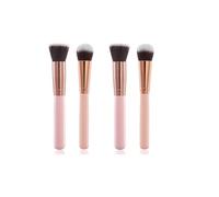 Lot de 4 pinceaux autobronzants Kabuki et applicateurs à dessus plat pour bronzage sans soleil, pinceaux de maquillage visage et corps pour un mélange sans traces (rose)
