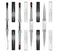 Lot de 4 pinceaux de construction en gel argenté à double extrémité pour la conception des ongles, la correspondance des couleurs, le nail art