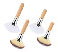 Lot de 4 pinceaux de maquillage à poils doux, manche en bois léger, applicateur de poudre pour femmes et filles, versions longues, courtes, 11,5 x 6,3 cm