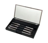 Lot de 4 pinceaux de maquillage de voyage avec étui - Lot de 4 pinceaux de maquillage à double extrémité - Fournitures professionnelles - Kit cosmétique compact pour femme - Pinceau estompeur doux