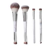 Lot de 4 pinceaux de maquillage double face pour liquide anti-cernes, blush, fard à paupières, contours, poudre bronzante, kits de maquillage de voyage