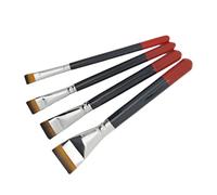 Lot de 4 pinceaux en nylon à poils courts pour peinture à l'huile - Petits stylos plats (4 pièces - queue suspendue rouge)