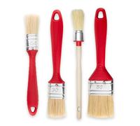 Lot de 4 Pinceaux Peinture Plats - Rond : 20 mm - Pinceau Plat de 30 à 50 mm de Large - Avec Manche en Plastique Rouge