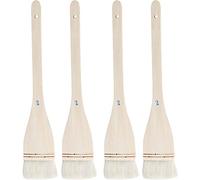 Lot de 4 pinceaux plats en poils de chèvre doux et manche en bois massif - Pour aquarelle, poterie, peinture, arts (5,1 cm)