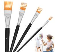 Lot de 4 pinceaux professionnels à peigne plat pour peinture acrylique, texture unique avec manche en bois, pinceaux synthétiques Filbert pour artistes, acryliques, aquarelles et peintures à l'huile