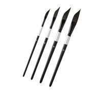Lot de 4 pinceaux professionnels à poils en nylon avec manche en bois et pointe oblique pour croquis, peinture, détails, doublure en nylon