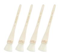 Lot de 4 pinceaux Professionnels en Poils de chèvre Blancs Doux de 2,5 cm pour Le Lavage, Le Travail de Fond, l'aquarelle et la poterie en céramique