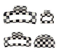 Lot de 4 pinces à cheveux à carreaux pour femme, grandes pinces carrées rectangulaires, pinces à cheveux noires et blanches pour cheveux épais et fins, accessoires pour cheveux