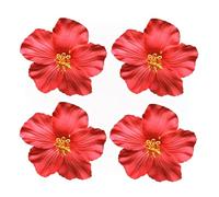 Lot de 4 pinces à cheveux à fleurs hawaïennes rouges pour femmes et filles, accessoires de cheveux pour danseuses, mariage, plage, fête, 8 cm (ZS589)