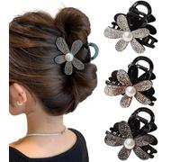 Lot de 4 pinces à cheveux à fleurs pour femme avec strass, taille moyenne, pinces à cheveux vintage pour femmes et filles, accessoires pour cheveux