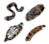 Lot de 4 pinces à cheveux à l'acide acétique - Styles demi-up polyvalents pour femmes avec cheveux épais, pinces banane haut de gamme - Cadeaux parfaits pour les femmes et les filles (4 designs