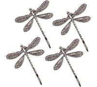 Lot de 4 pinces à cheveux argentées en forme de libellule pour mariage rétro antique - Accessoires de coiffure pour filles et femmes