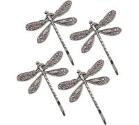Lot de 4 pinces à cheveux argentées en forme de libellule pour mariage rétro antique - Coiffe de mariée - Accessoires de coiffure pour filles et femmes