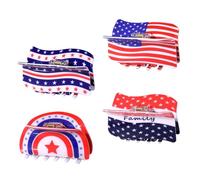 Lot de 4 pinces à cheveux en acrylique avec drapeau américain et étoiles pour femmes, pinces à cheveux patriotiques, accessoires pour cheveux du 4 juillet