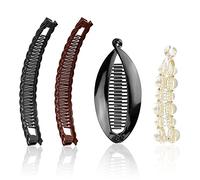 Lot de 4 pinces à cheveux en forme de banane, double peigne en forme de queue de poisson, accessoires de pince à perles, peignes rétro en plastique, coiffures à faire soi-même, pour cheveux épais
