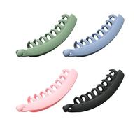 Lot de 4 pinces à cheveux en forme de banane, fixes, antidérapantes, pratiques, double rangée de pinces à dents de préhension, pinces à bananes verticales colorées, accessoires pour queue de cheval