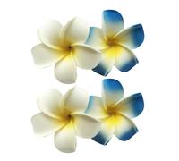 Lot de 4 pinces à cheveux en forme de fleur hawaïenne, blanc et bleu, 7 cm, tête en mousse, accessoires pour cheveux