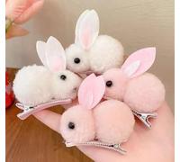 Lot de 4 pinces à cheveux en forme de lapin en peluche, mignonnes pour femmes, mini pinces à cheveux lapin, pinces à cheveux pour filles, pinces à cheveux de Pâques en peluche pour cheveux fins