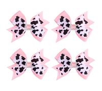 Lot de 4 pinces à cheveux en forme de vache pour fille, nœuds à cheveux pour filles, accessoires pour cheveux, accessoires pour cheveux, décoration de fête d'anniversaire, cadeaux de jeux, jolies