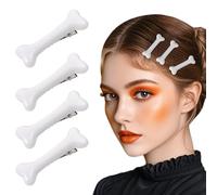 Lot de 4 pinces à cheveux en forme d'os de chien blanc, idéales pour les femmes et les filles, parfaites pour le cosplay, les fêtes costumées, le quotidien et les fêtes de fin d'année.