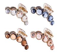 Lot de 4 pinces à cheveux en plastique transparent doré bleu marron en forme de pieuvre avec strass scintillants pour cheveux pour femme et fille