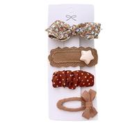 Lot de 4 pinces à cheveux en tissu, marron doux et mignon, mini accessoires pour cheveux faits à la main Marron C