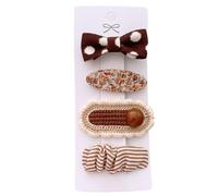 Lot de 4 pinces à cheveux en tissu, marron doux et mignon, mini accessoires pour cheveux faits à la main Marron B