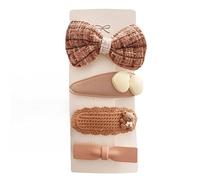 Lot de 4 pinces à cheveux en tissu, marron doux, mini accessoires pour cheveux faits à la main, marron C